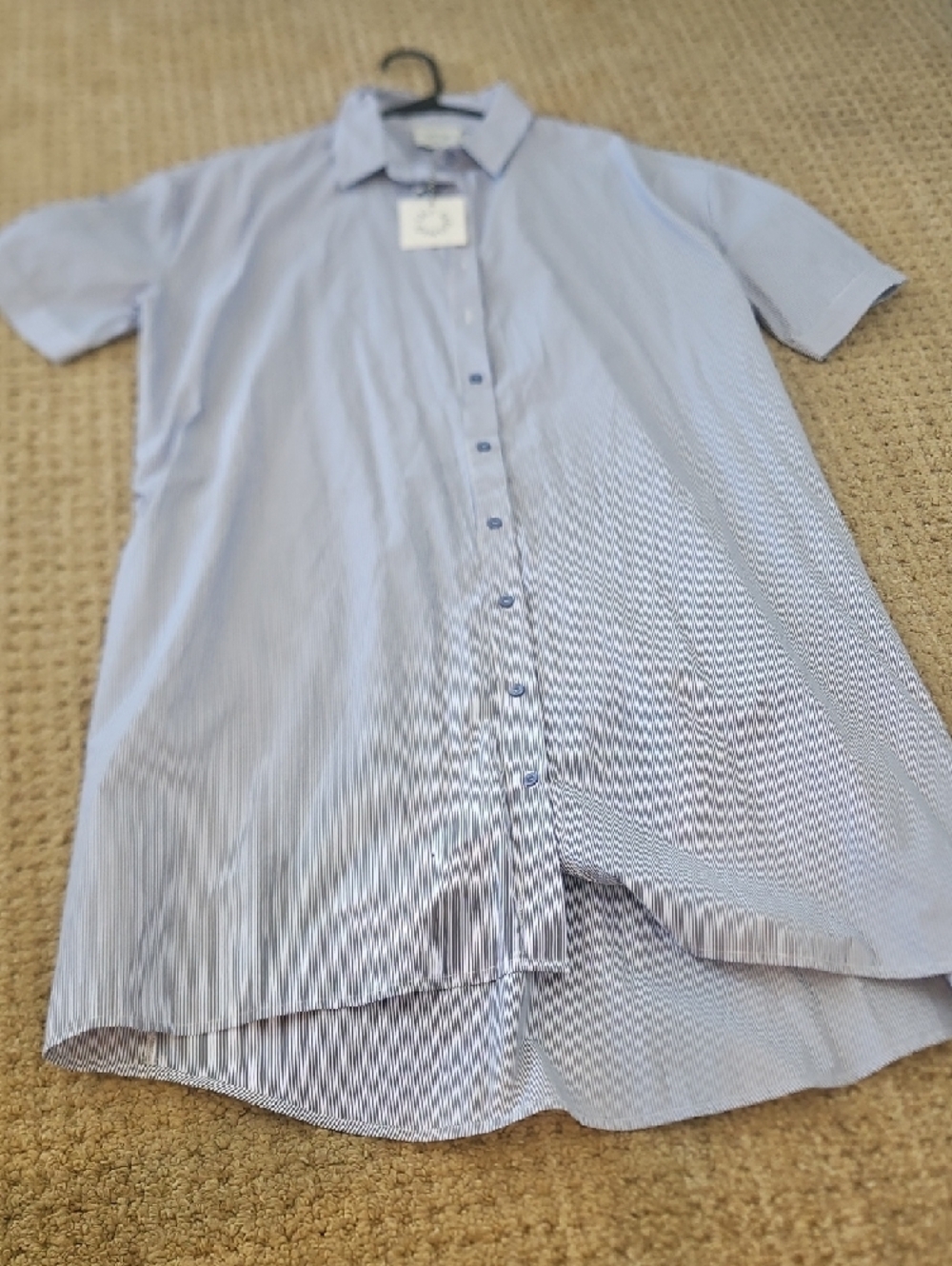 Lili Side Button Light Blue Shirt Dress - Picture 2 of 6